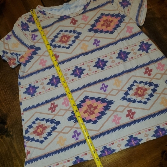 Aztec Print Short Sleeve T-shirt - Cream, Pink, Blue, Peach - Picture 3 of 7